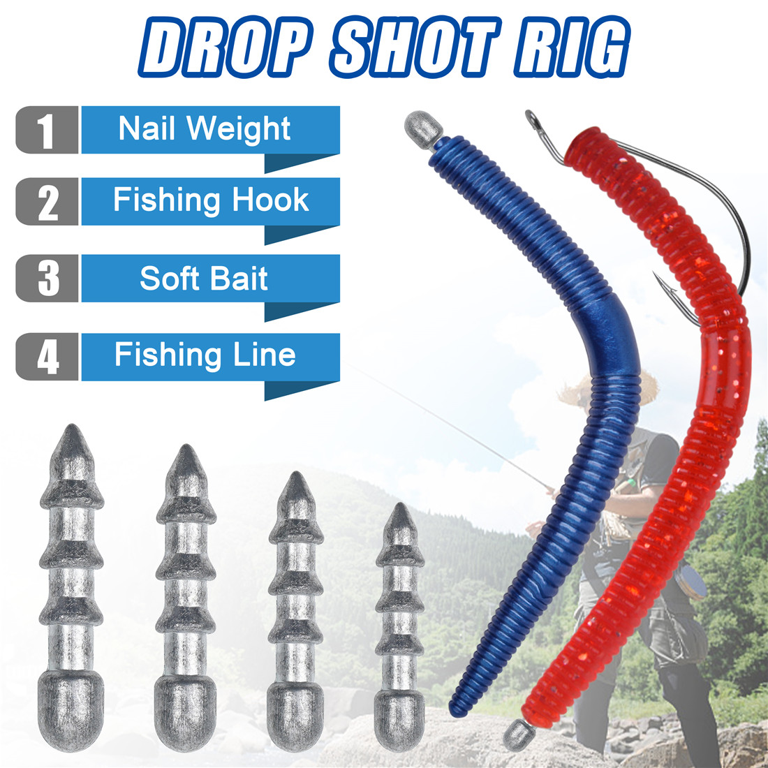 60PCS Nail weights Worm Fishin - Fishing Lure Accessories recension och pris